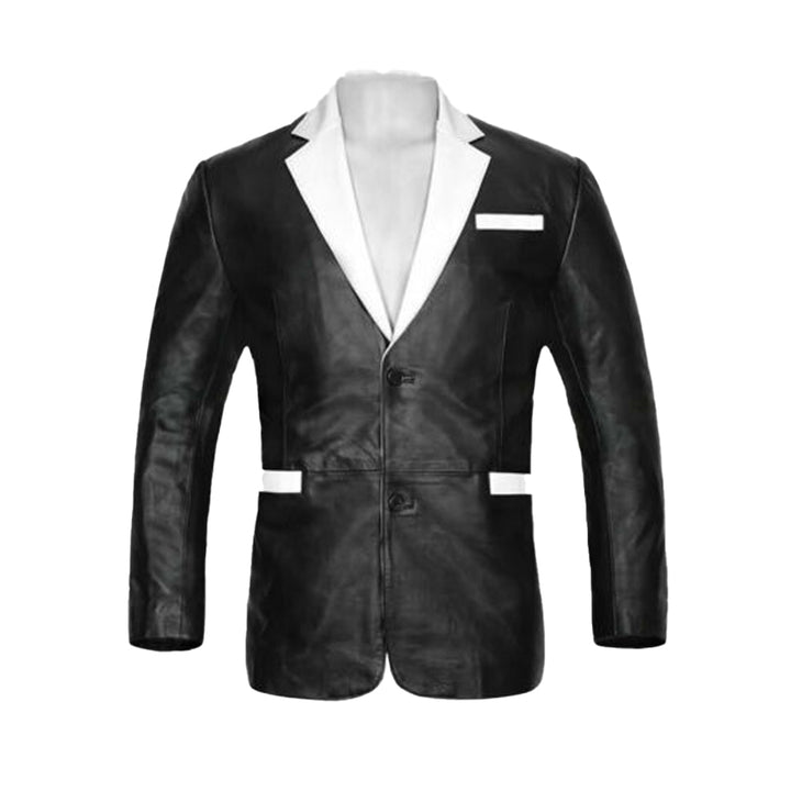 LINDSEY STREET Customized Formal Leather Blazer for Men's Black Blazer Custom Size Men's Leather Jacket Classic Party Blazer