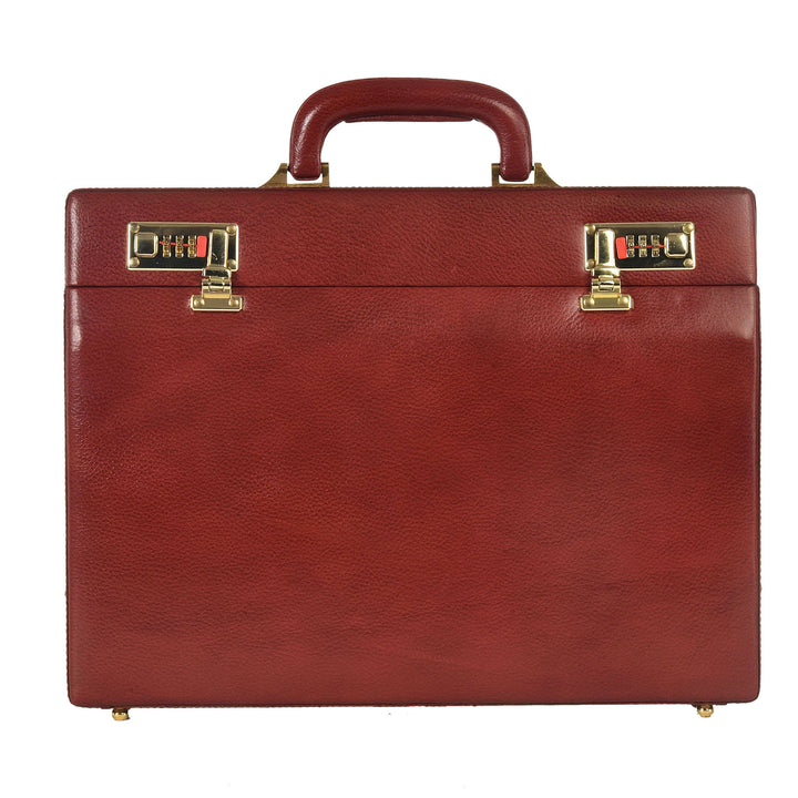 Leather Executive Handbag for Men's Leather Attache Briefcase 14 Inch Laptop MacBook Case Leather Organizer