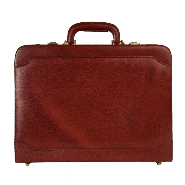 Leather Attache Briefcase Business Handbag for Men Laptop MacBook 15 inches Carry Case