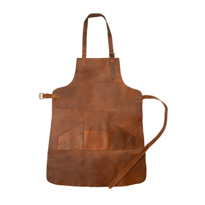 Distressed Brown Leather Apron Bib Barista Baker Bartender BBQ Chef Barber Uniform Butchers Apron For Woodwork Blacksmith with Pockets