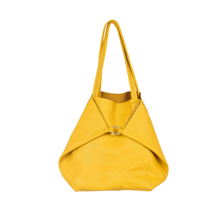 Yellow Oversized Tote Bag Everyday Shopper Bag Large Tote Bag Everyday Handbag for Women Leather Tote Shopper Bag With Pouch