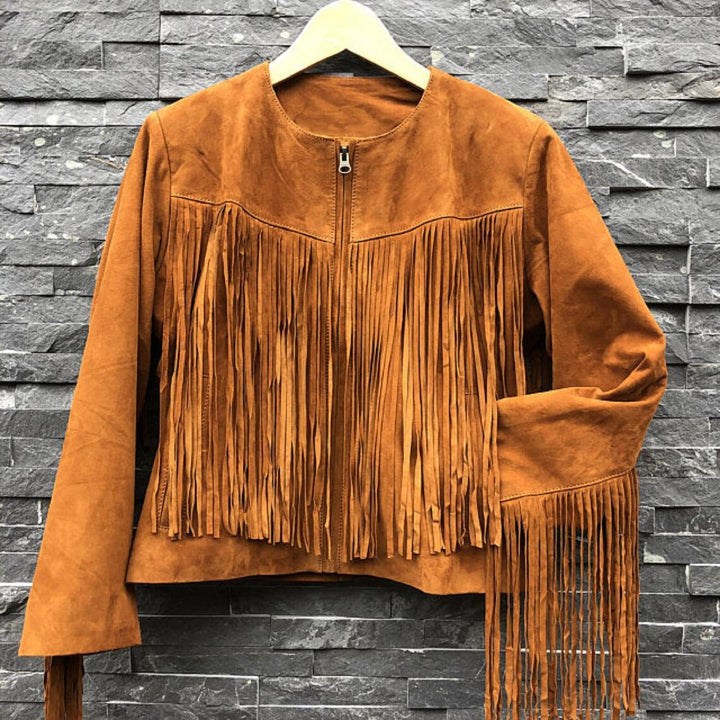 Genuine Suede Leather Jacket For Women's Designer Soft Leather Jacket Western Fringe Style Leather Coat Gift For Her | Christmas Gift for Her