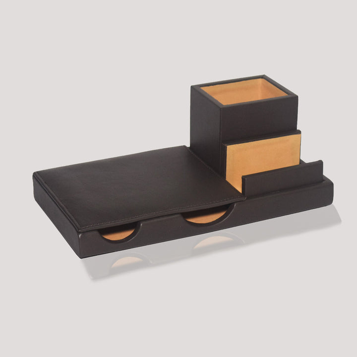 Leather Desk Organizer, Pen Holder and Card Holder Combo Corporate Gift