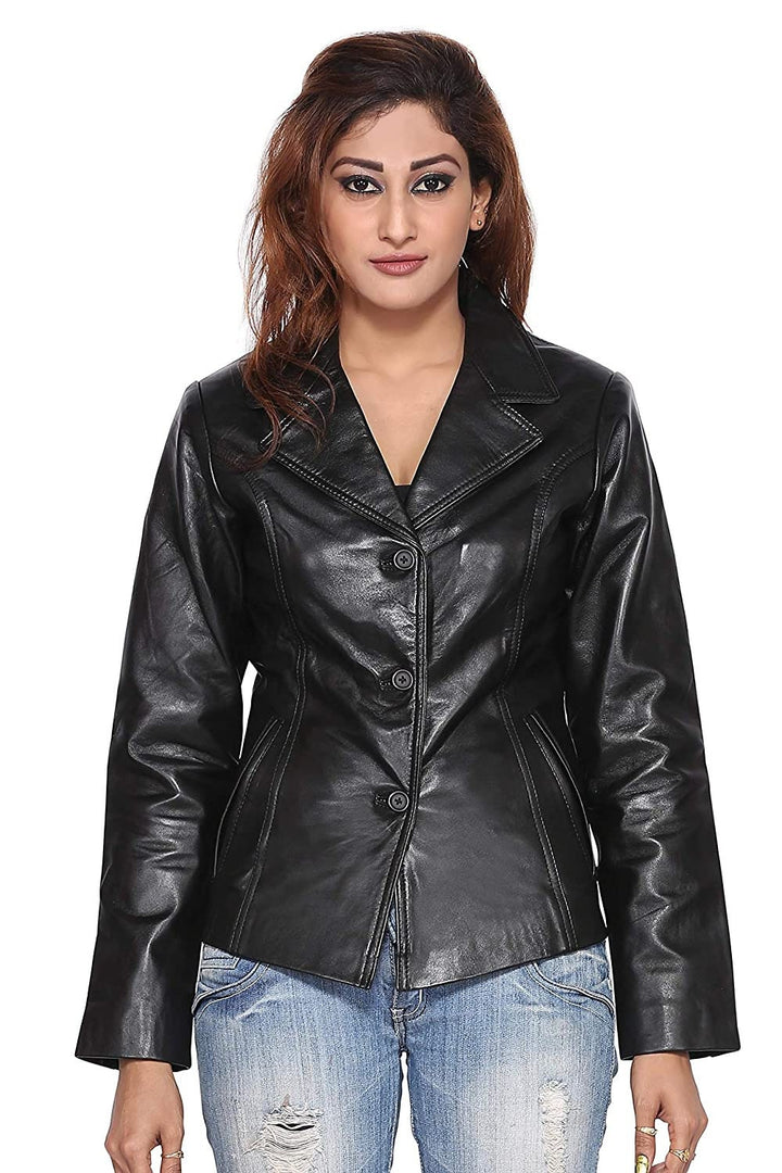 LINDSEY STREET Custom Made Genuine Leather Jacket for Women Stylish Slim Fit Leather Jacket Biker Casual Long Jacket Long Leather Blazer