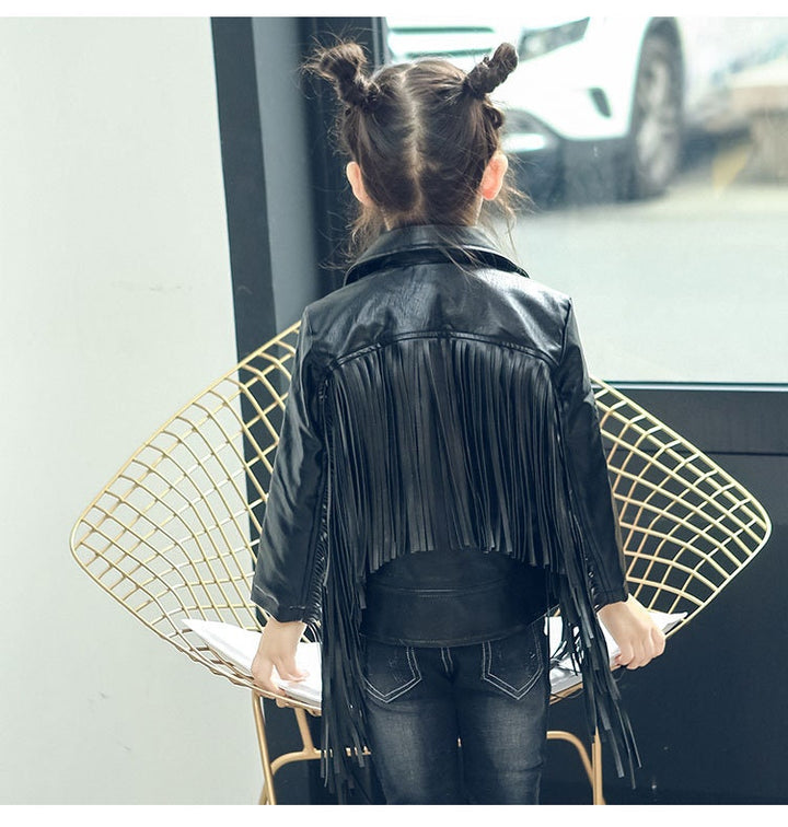 Customized Kid Girls Leather Jacket Lambskin Leather Fringe Jacket for Girls Leather Jacket Hippie Style Girls Coat Fringe Leather Jacket