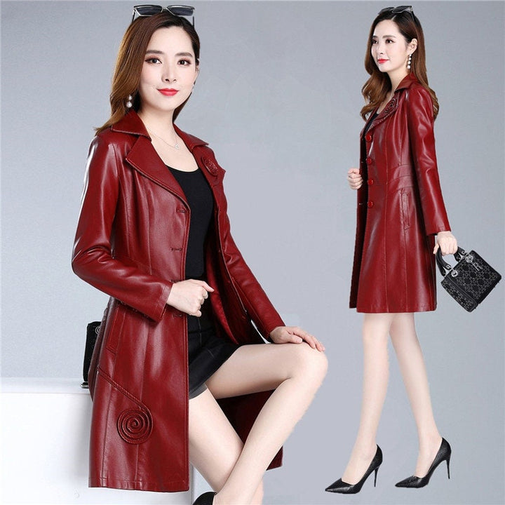 Soft Leather Midi Coat for Women Handmade Stylish Trench Coat Lambskin Leather Trench Coat Long Leather Coat Leather Coat Trench Overcoat